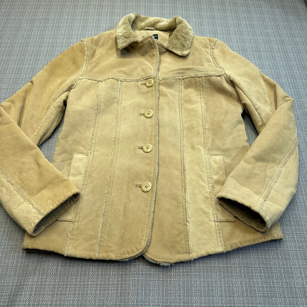 Vintage Y2K Suede Jacket Womens Medium Sherpa Lined‎ Western Indie Leather *